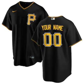 mens nike black pittsburgh pirates alternate replica custom